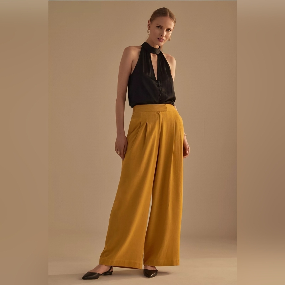 NWT ANTHROPOLOGIE | Silky Cutout Black Halter Top